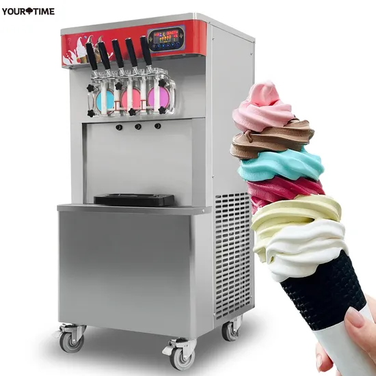 Snack Machinery 3 Flavors Sundae Soft Serve Ice Cream Making Machine/Grills Slushes Maker Frozen Cocktails Equipment 